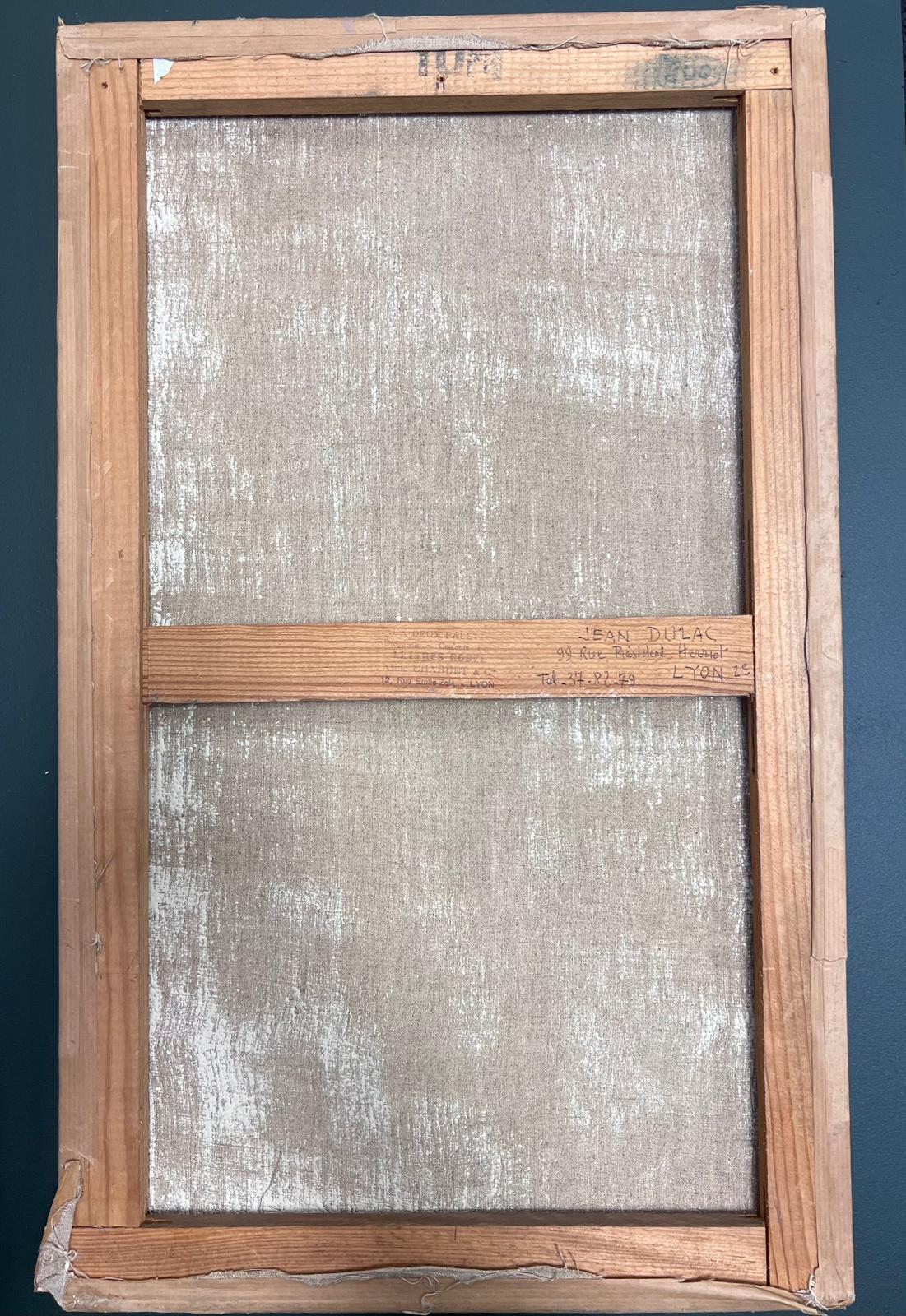 1950s Pintura al óleo francesa post-impresionista Autorretrato Artista en el caballete en venta 5