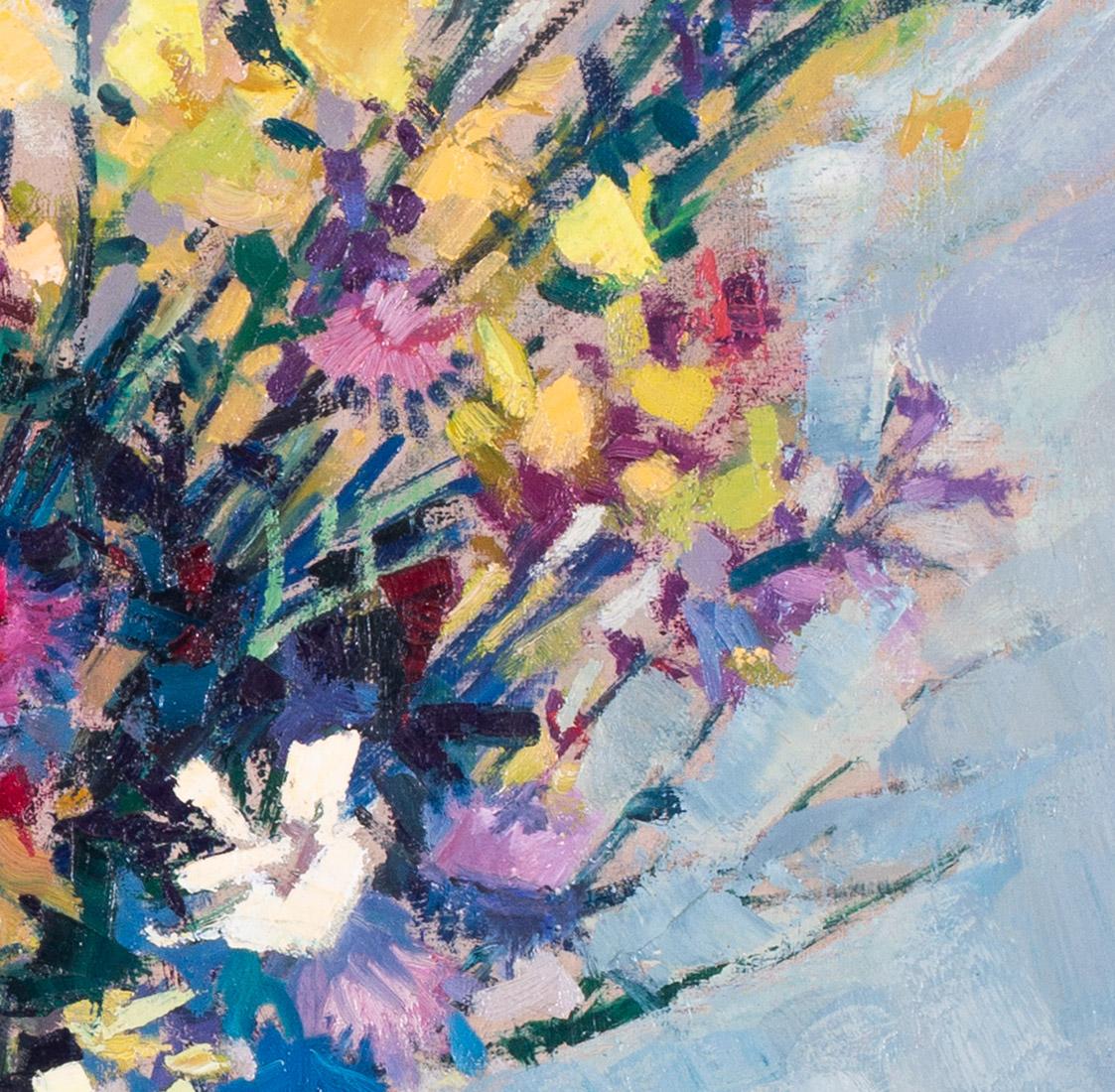 1962 Postimpressionistisches französisches Stillleben mit einer Blumenvase von Dulac im Angebot 1