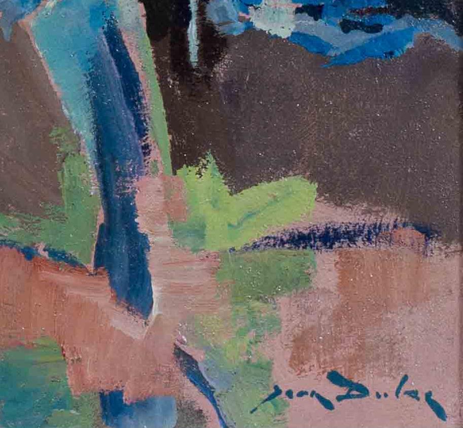 1967 Paisaje abstracto francés post-impresionista de árboles escarchados de Jean Dulac en venta 3
