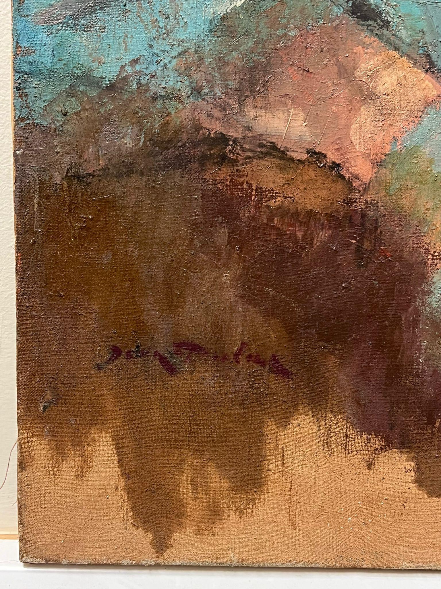 Óleo postimpresionista francés de 1940 Retrato de modelo de artista - Portrait Painting Negro de Jean Dulac