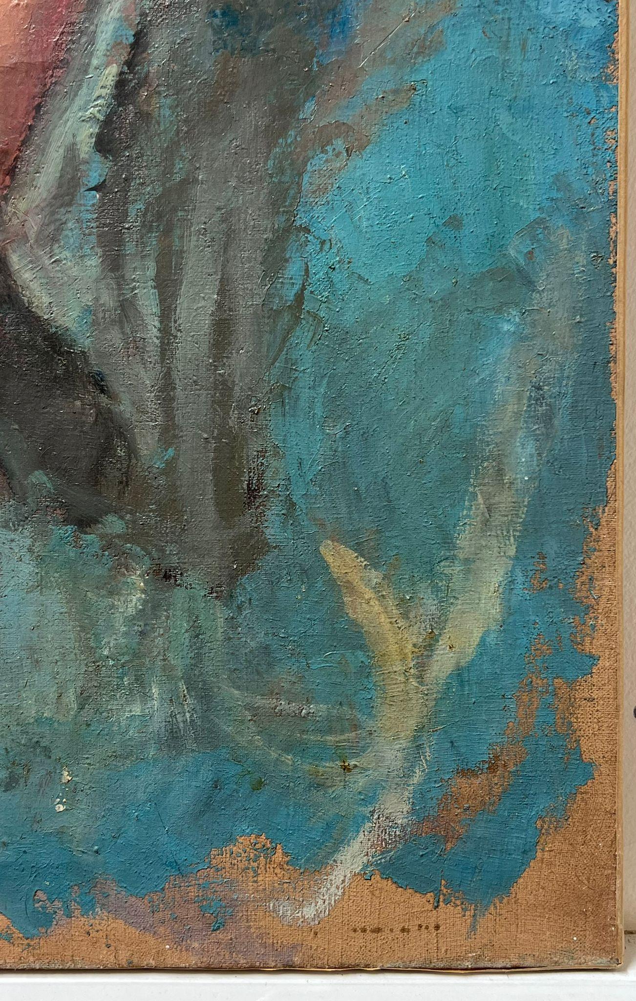 Óleo postimpresionista francés de 1940 Retrato de modelo de artista en venta 1