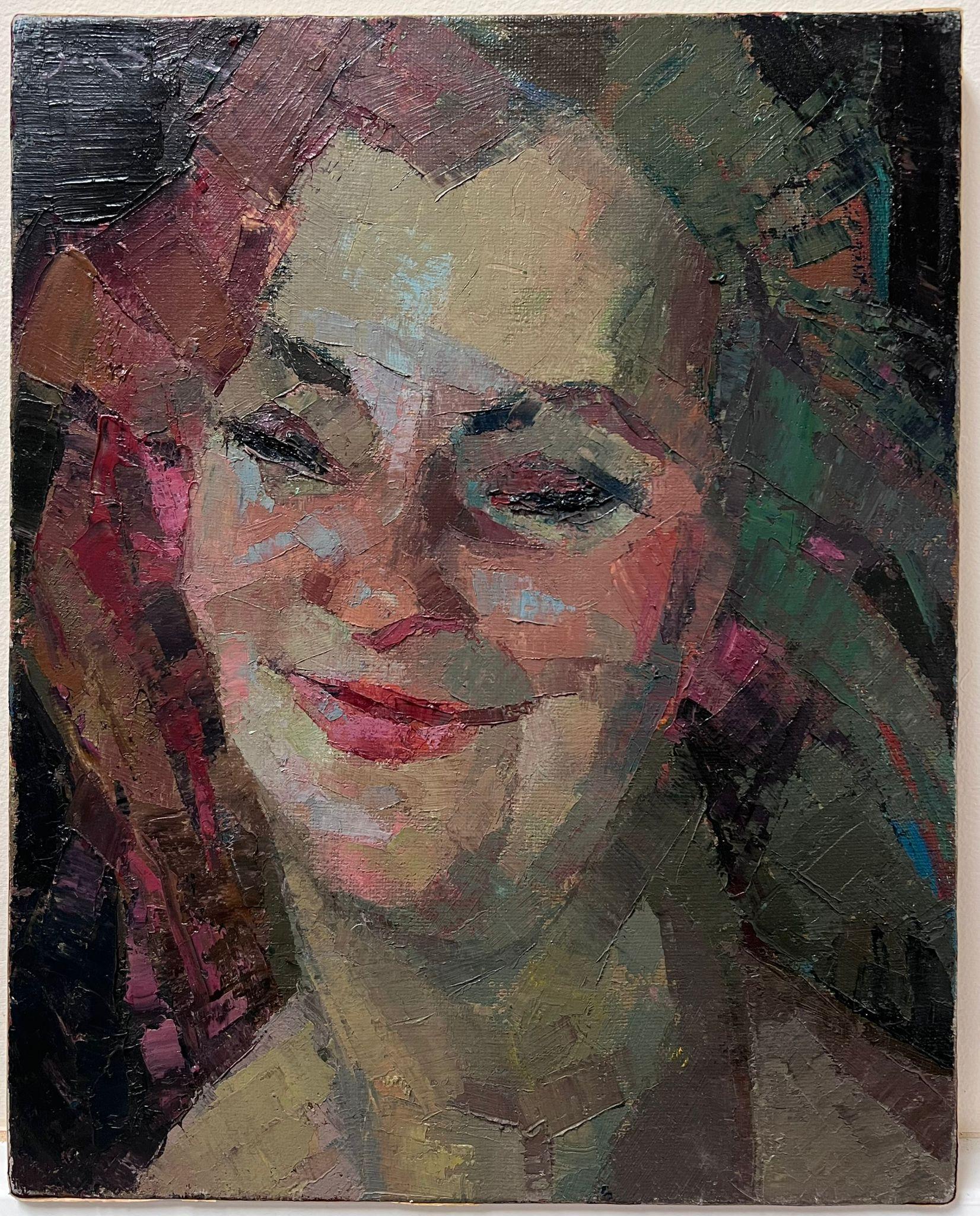 Französisches postimpressionistisches Ölgemälde, Porträt einer Dame, Mitte des 20. Jahrhunderts (Post-Impressionismus), Painting, von Jean Dulac