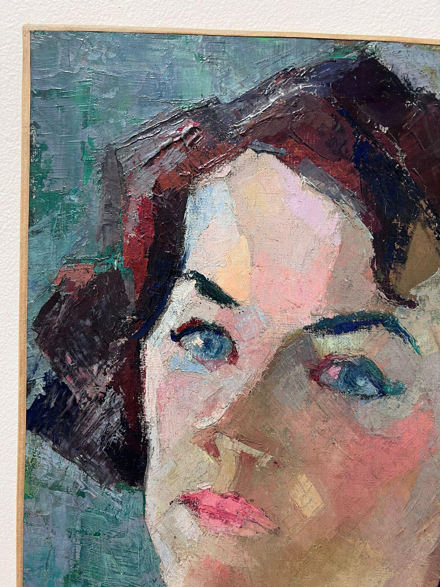 Fine peinture à l'huile post-impressionniste française du milieu du 20e siècle représentant un portrait de femme en vente 1