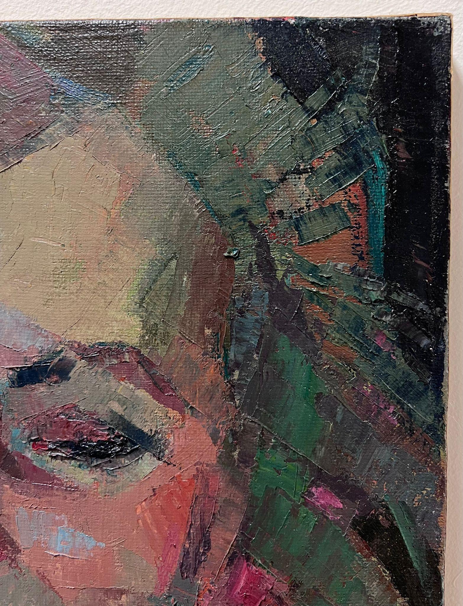 Französisches postimpressionistisches Ölgemälde, Porträt einer Dame, Mitte des 20. Jahrhunderts im Angebot 3