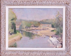 Vintage Post Impressionist French landscape oil painting by Jean Dulac