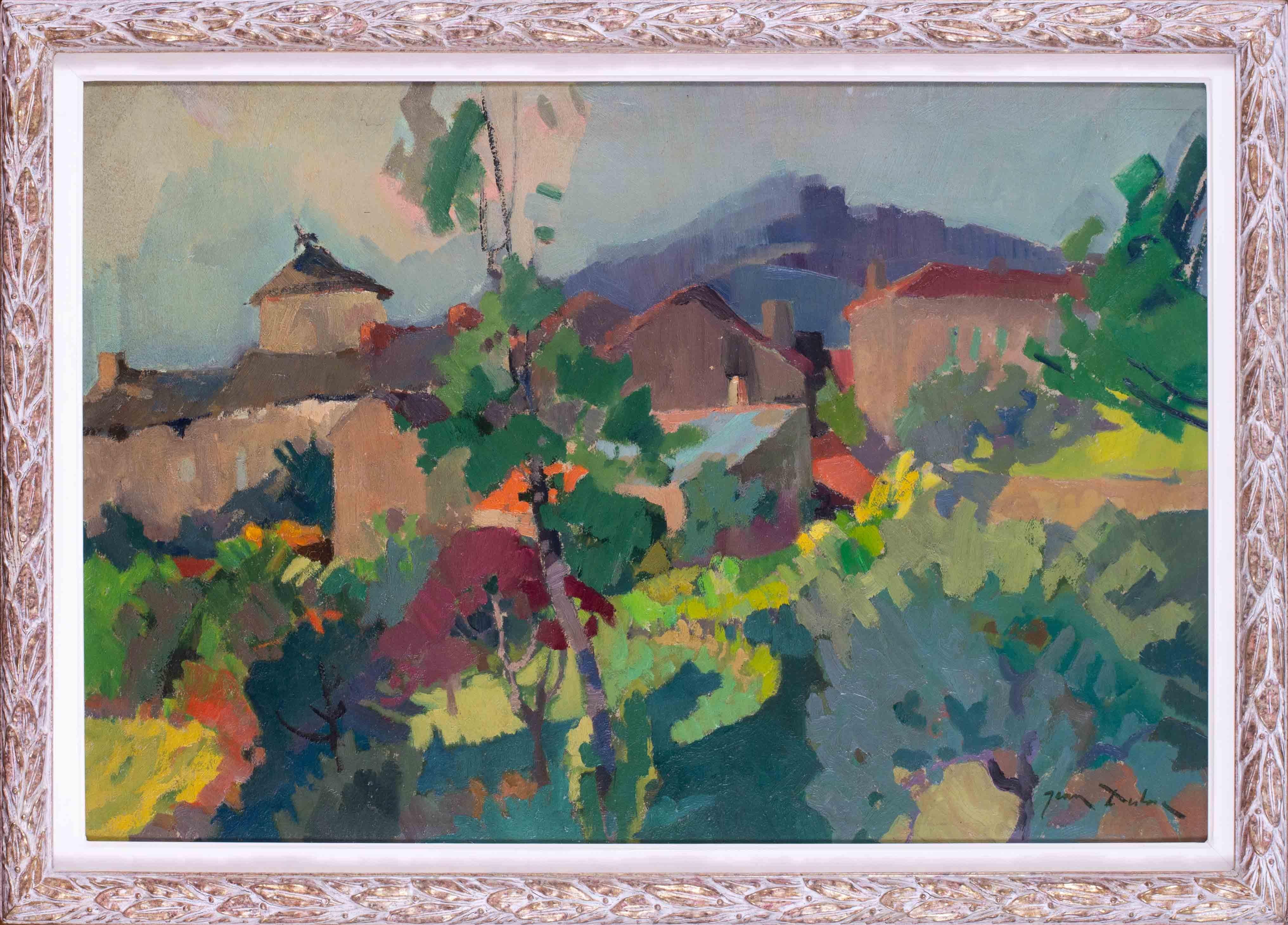 A very attractive Post Impressionist landscape painting painted in 1962 by Lyonnais artist Jean Dulac.

Jean Dulac was born on Bourgoin but from the age of 5 became a lifelong resident of Lyon. His father was a photographer and his influence may