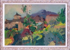 Paysage français post-impressionniste peint en 1962 par Jean Dulac