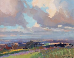 Post Impressionist French oil painting of a landscape with clouds by Jean Dulac