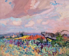 Post Impressionist French oil painting of a landscape with dolman by Jean Dulac