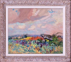 Quadro ad olio francese post impressionista di un paesaggio con dolman di Jean Dulac