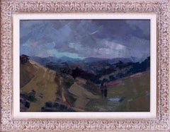 Peinture à l'huile post-impressionniste française d'un paysage d'orage par Jean Dulac