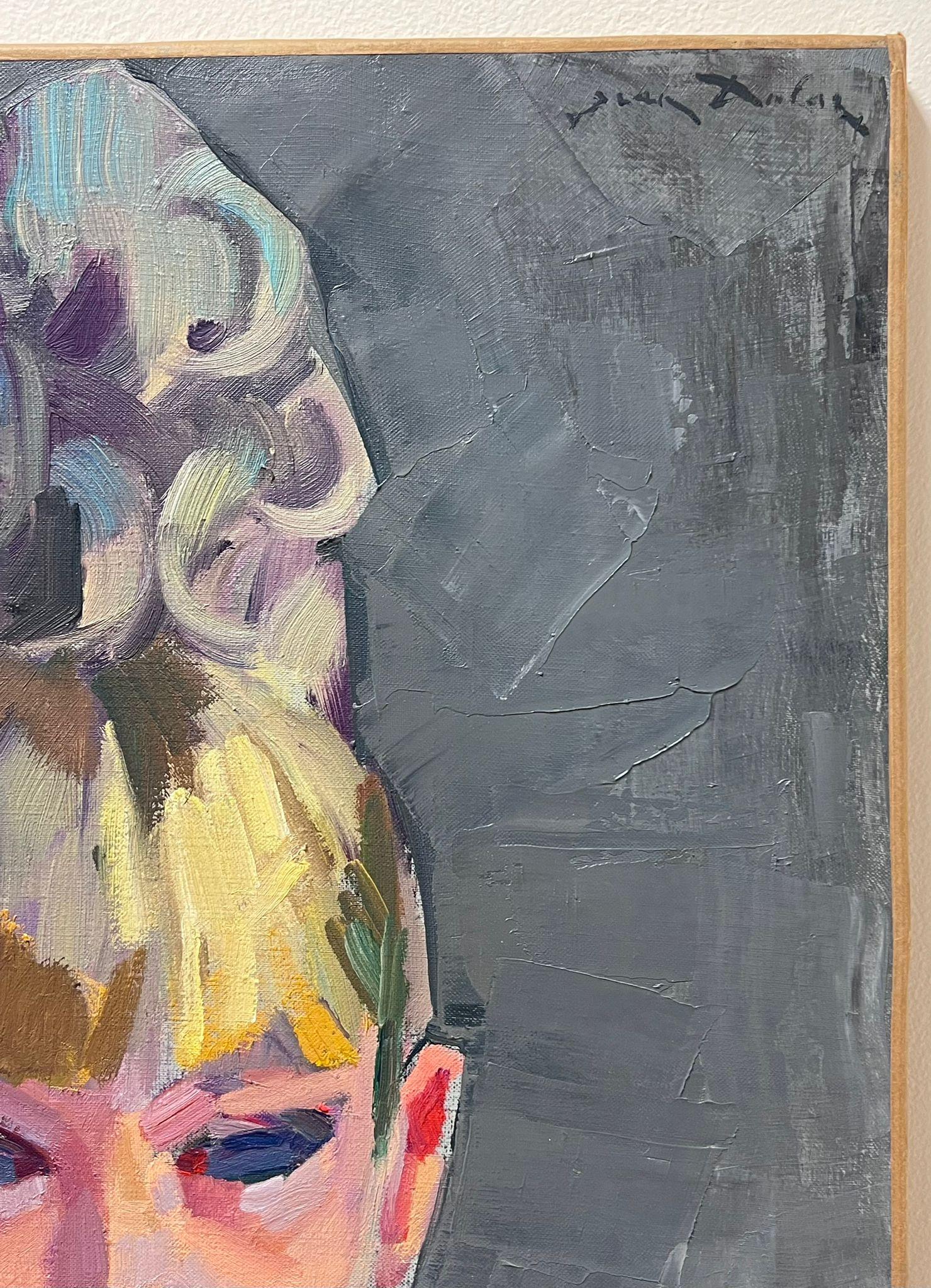 Superb 1950s Französisch Post Impressionist Ölgemälde Porträt Stylish Blonde Dame im Angebot 4