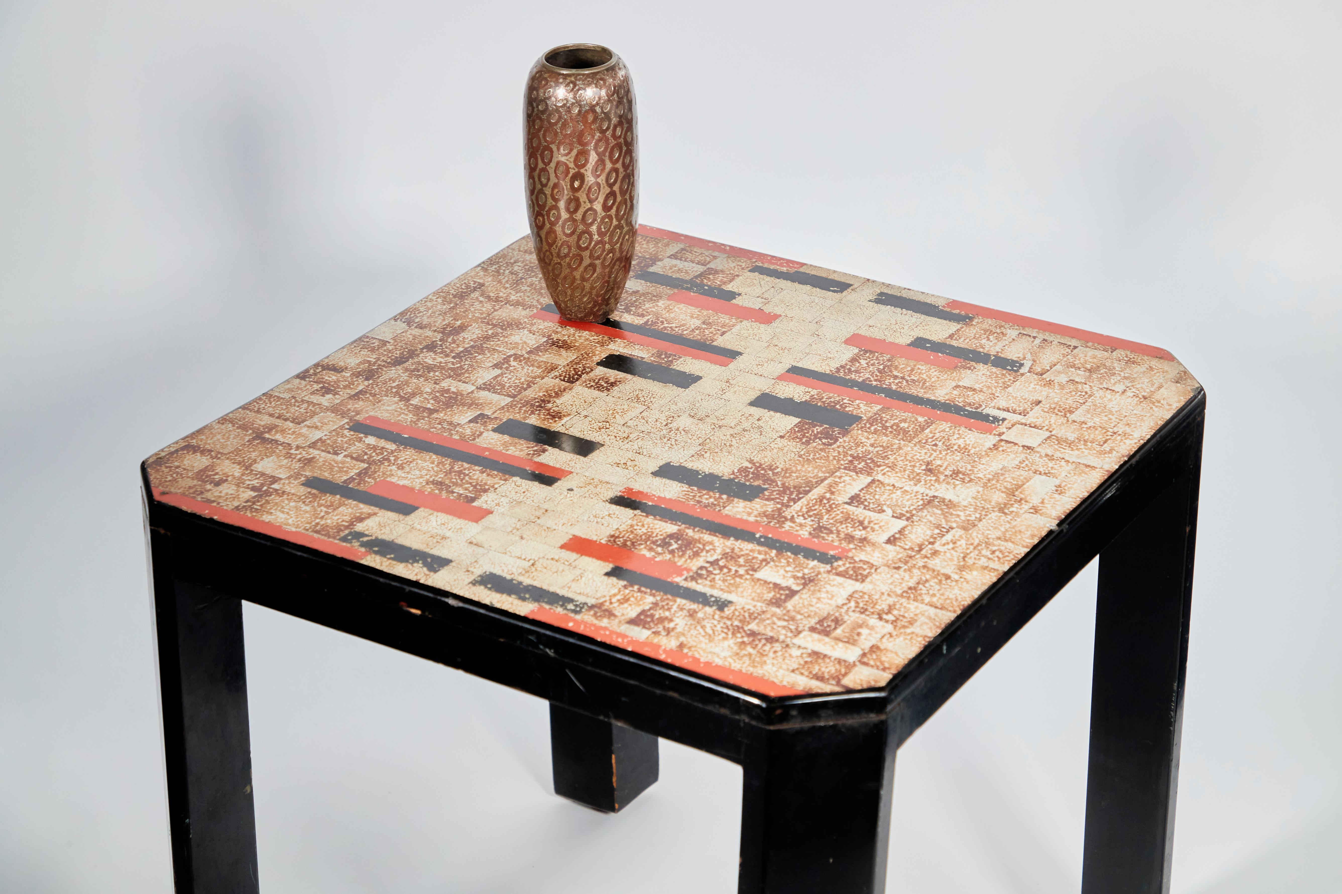 French Jean Dunand, Art Deco Lacquered Side Table, France, 1920s