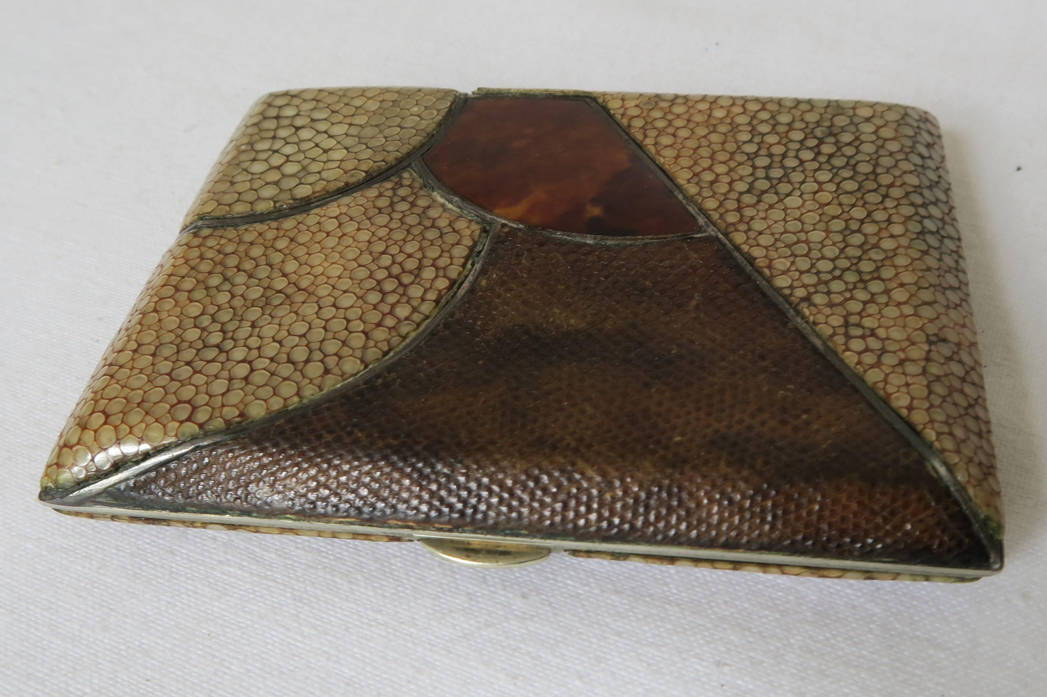 Art Deco Jean Dunand Cigarette Case Made from Gold-Plated Sterling Silver and Leather
