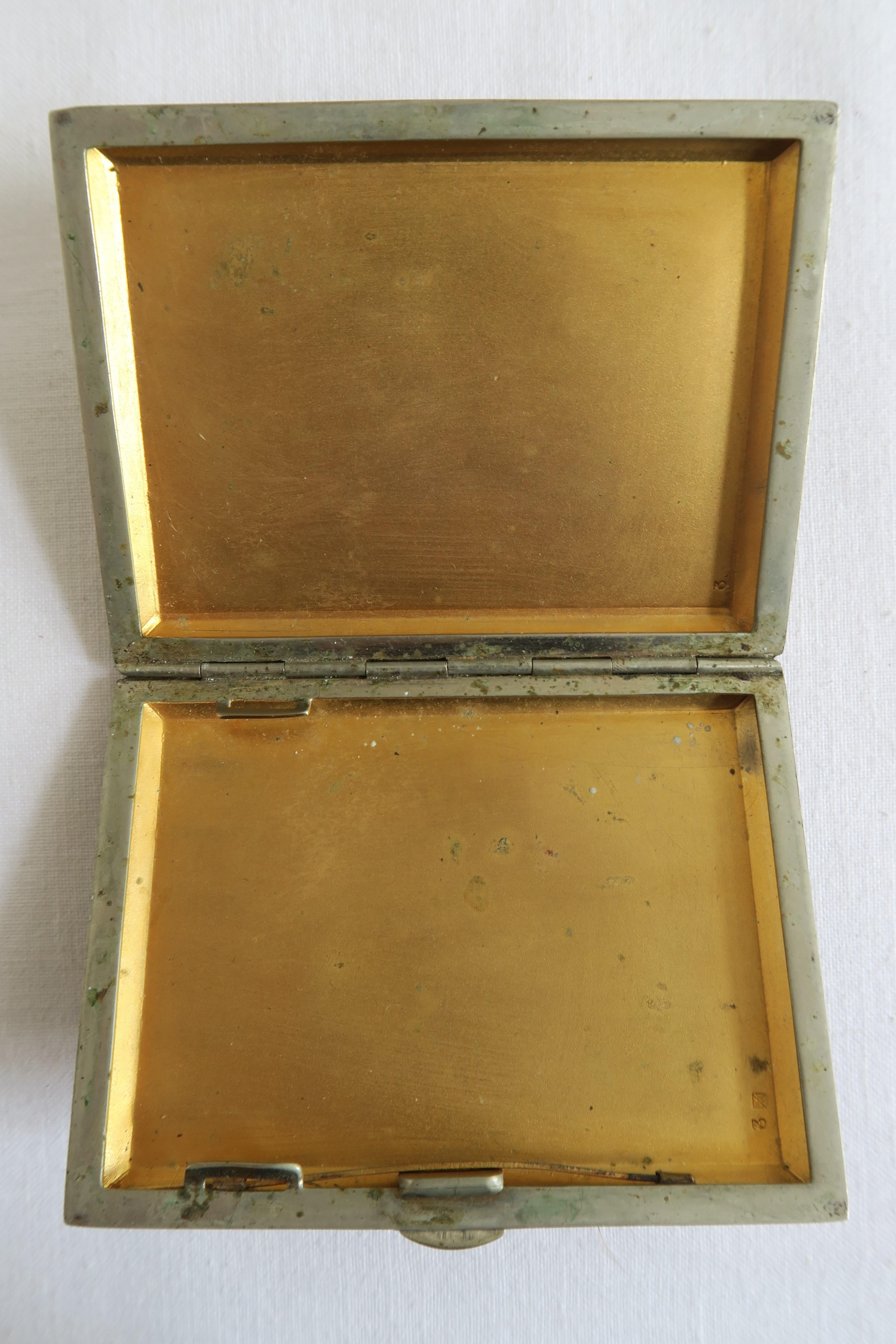 Hand-Crafted Jean Dunand Cigarette Case Made from Gold-Plated Sterling Silver and Leather