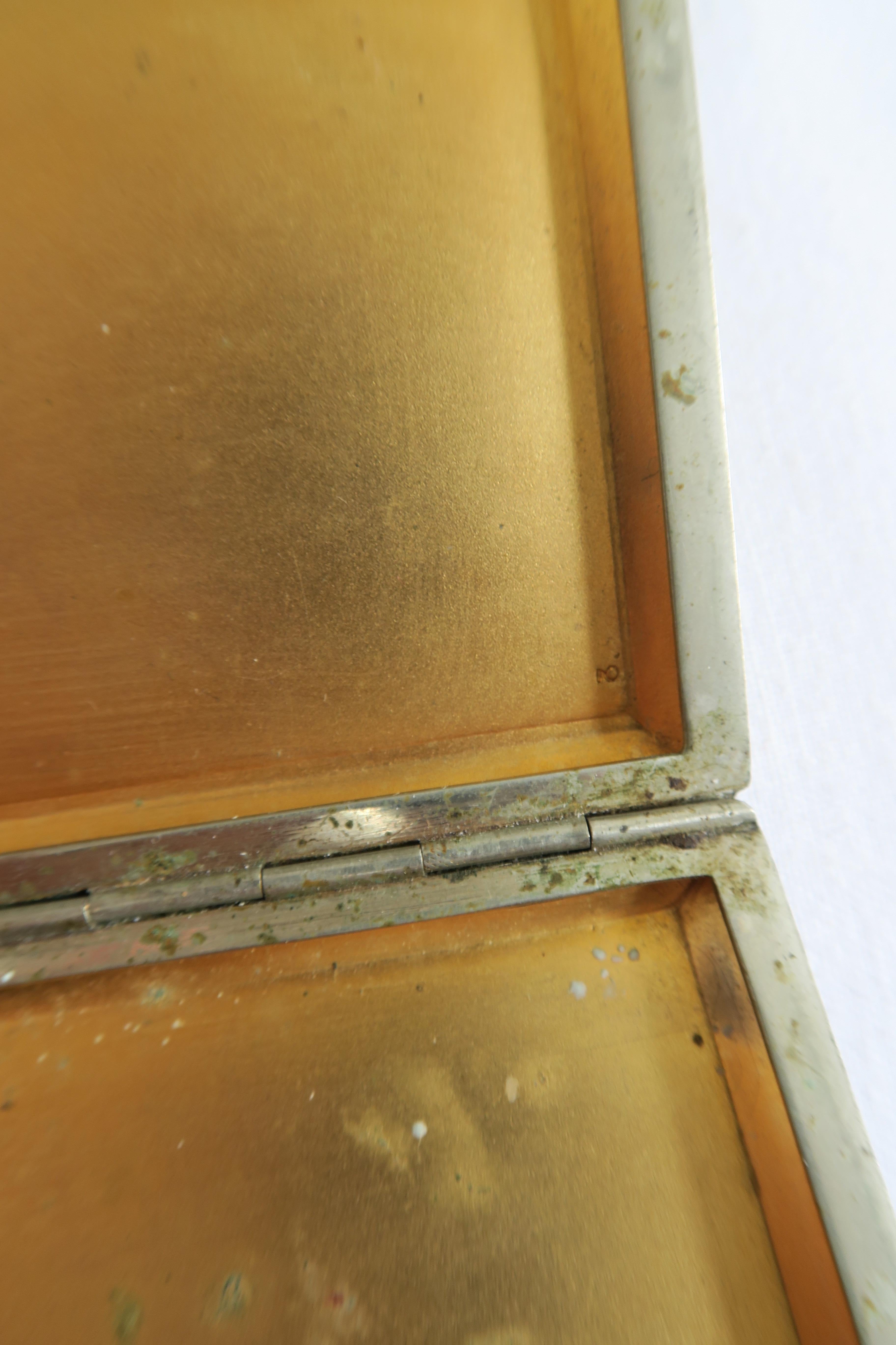 Jean Dunand Cigarette Case Made from Gold-Plated Sterling Silver and Leather In Excellent Condition In Vienna, AT