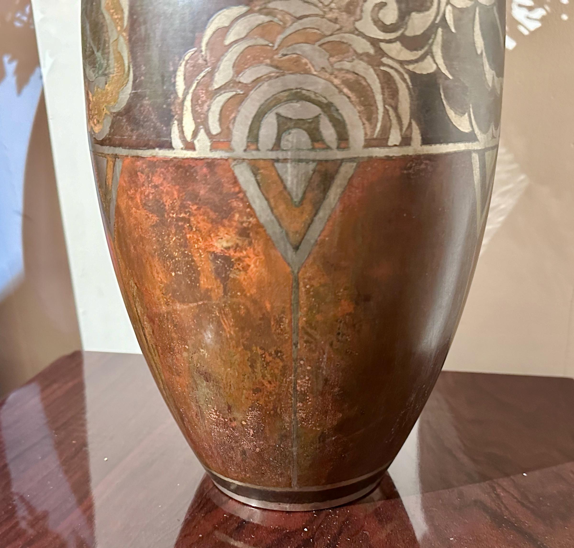 Jean Dunand Dinanderie Vase Französisch Art Deco Selten (Art déco) im Angebot
