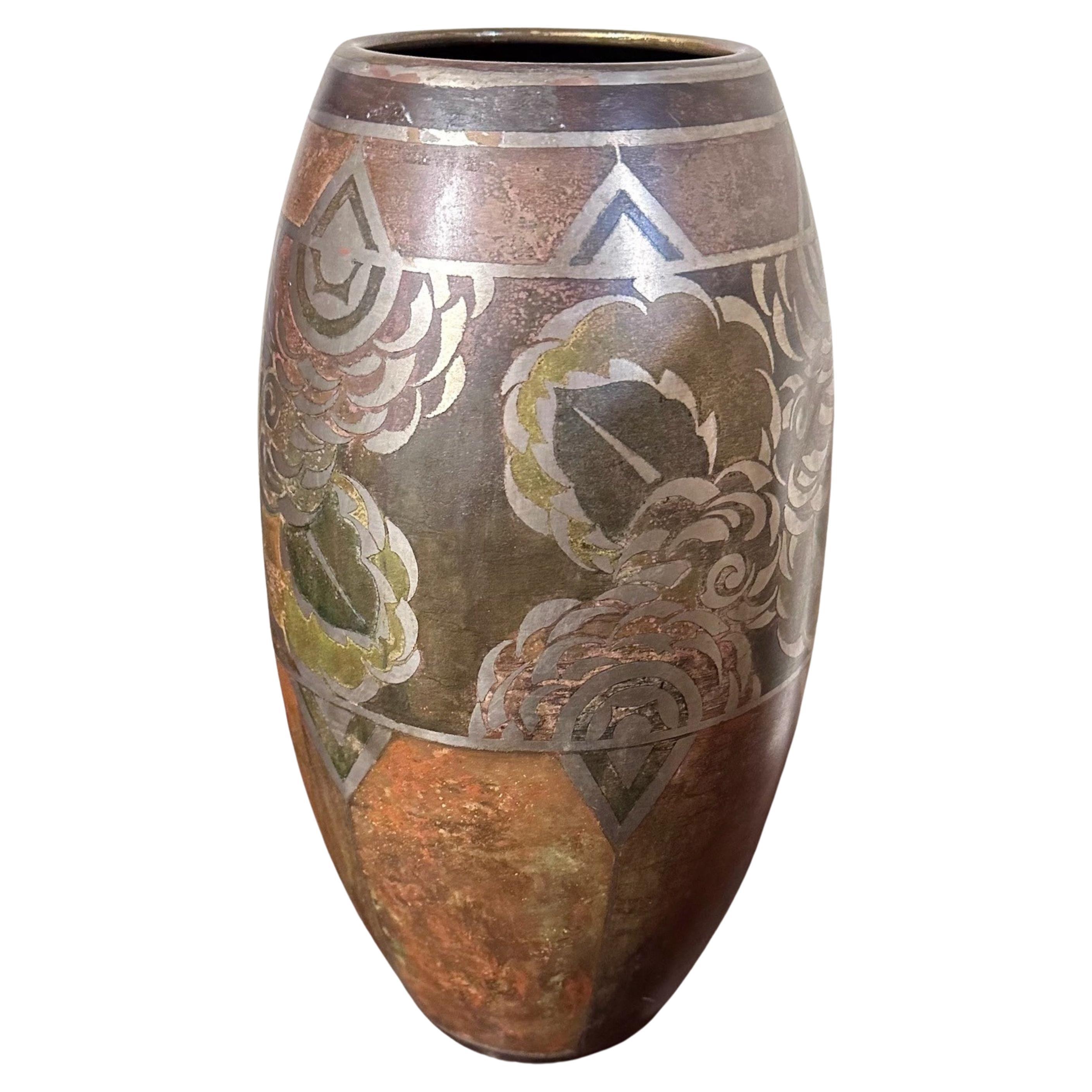 Jean Dunand Dinanderie vase rare Art Déco français