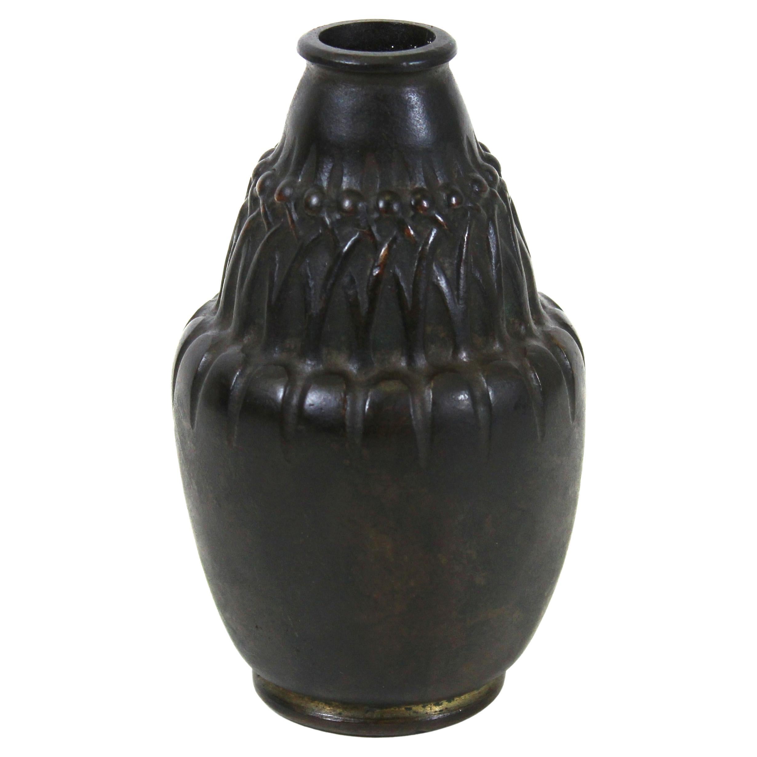 Jean Dunand French Art Nouveau Bronze Vase