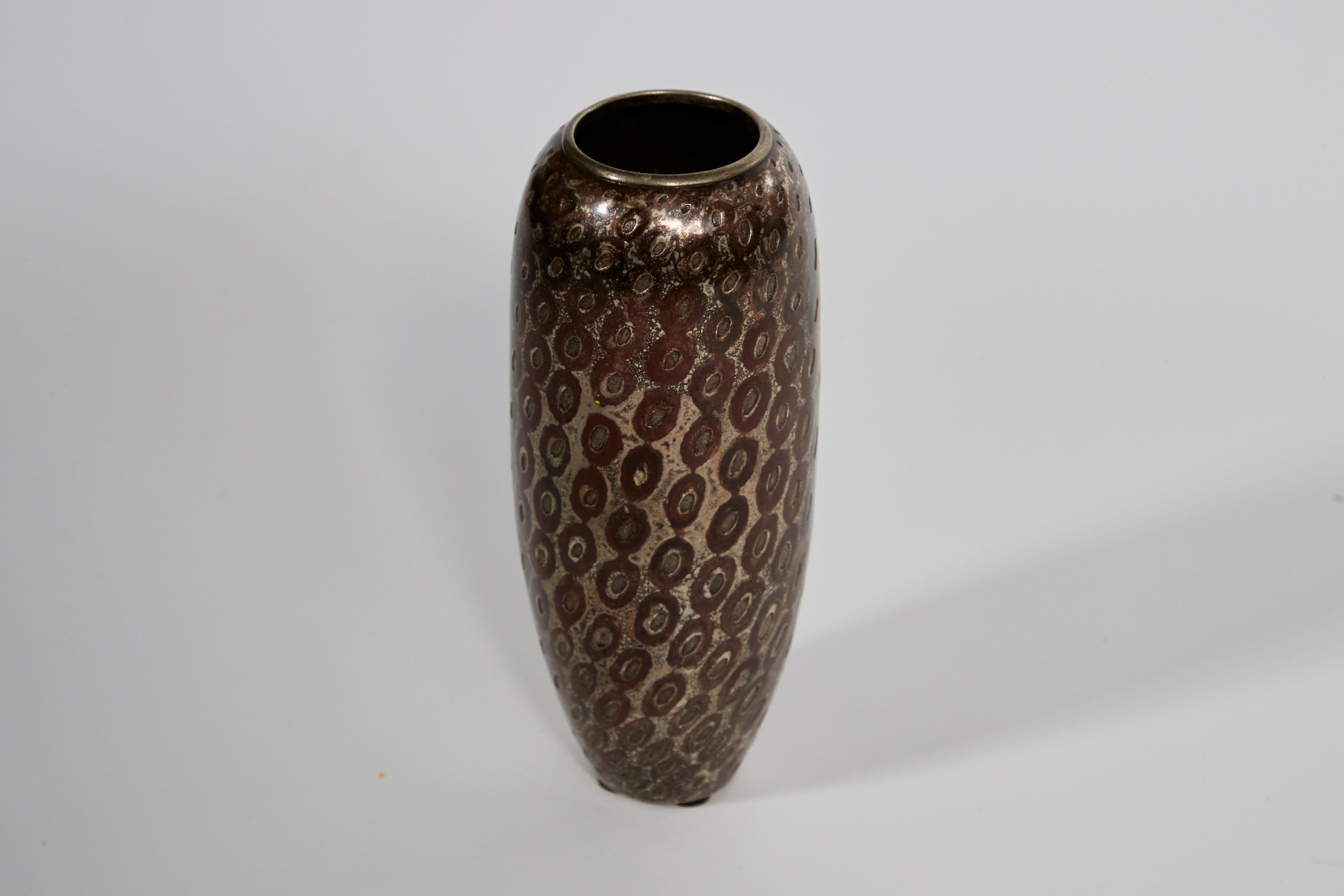 Hammered Jean Dunand, Small Conical Dinanderie Vase, France, 1913
