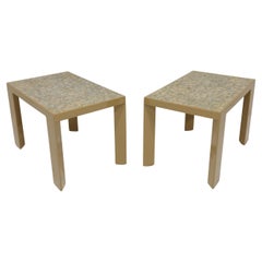 Mesa auxiliar lacada estilo cáscara de huevo Jean Dunand, disponible por pares