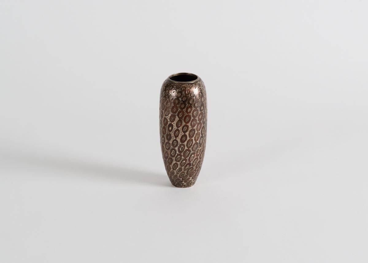 Art Deco Jean Dunand, Small Conical Dinanderie Vase, France, 1913