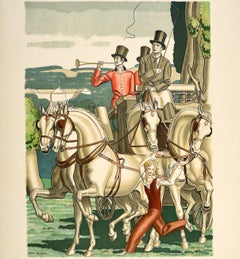 Original Vintage London Transport Poster Green Line Coach Travel Horse Art Deco