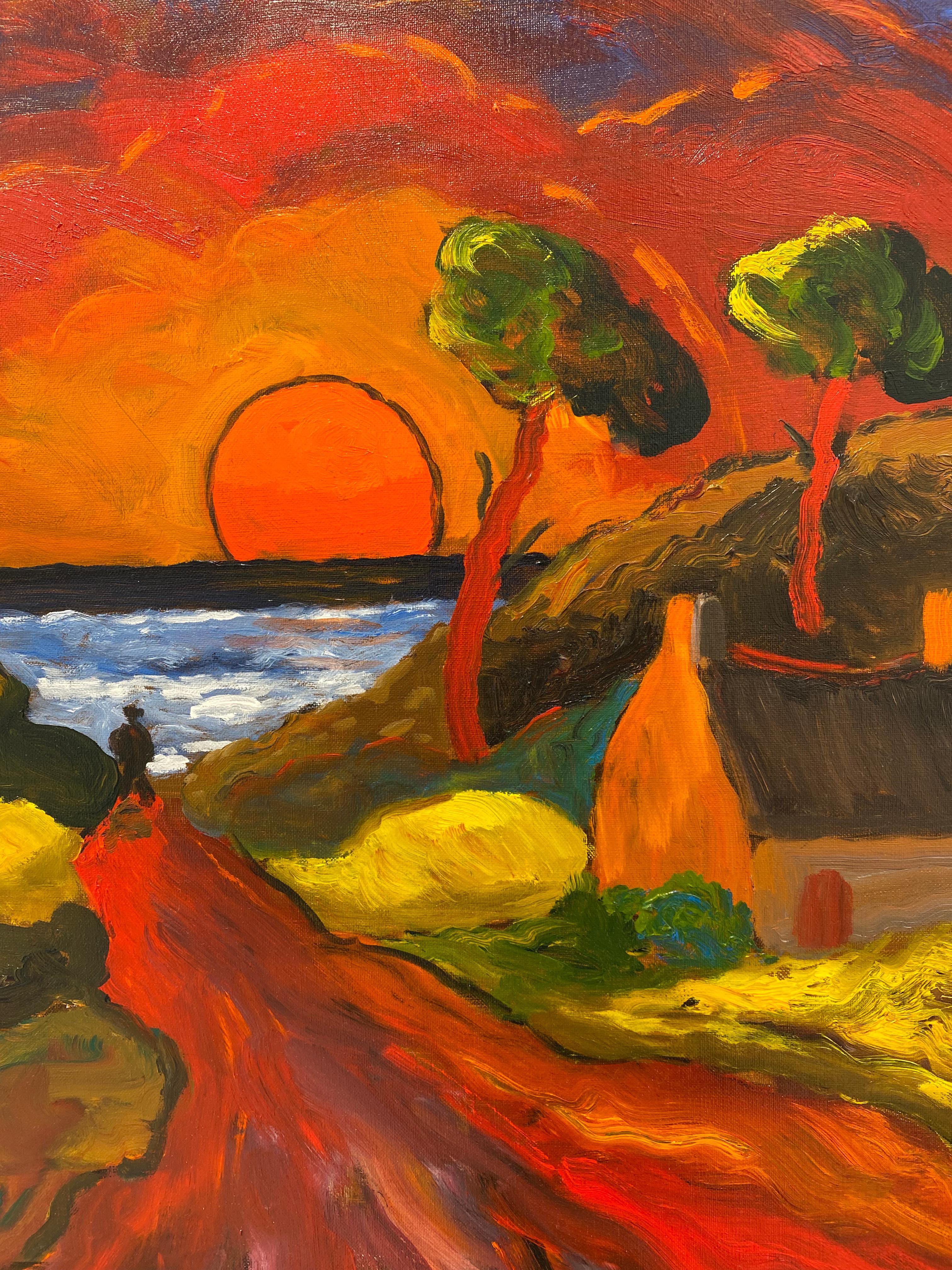 French Contemporary Art by Jean Duquoc - Soir d’Octobre, Soleil Rouge For Sale 6