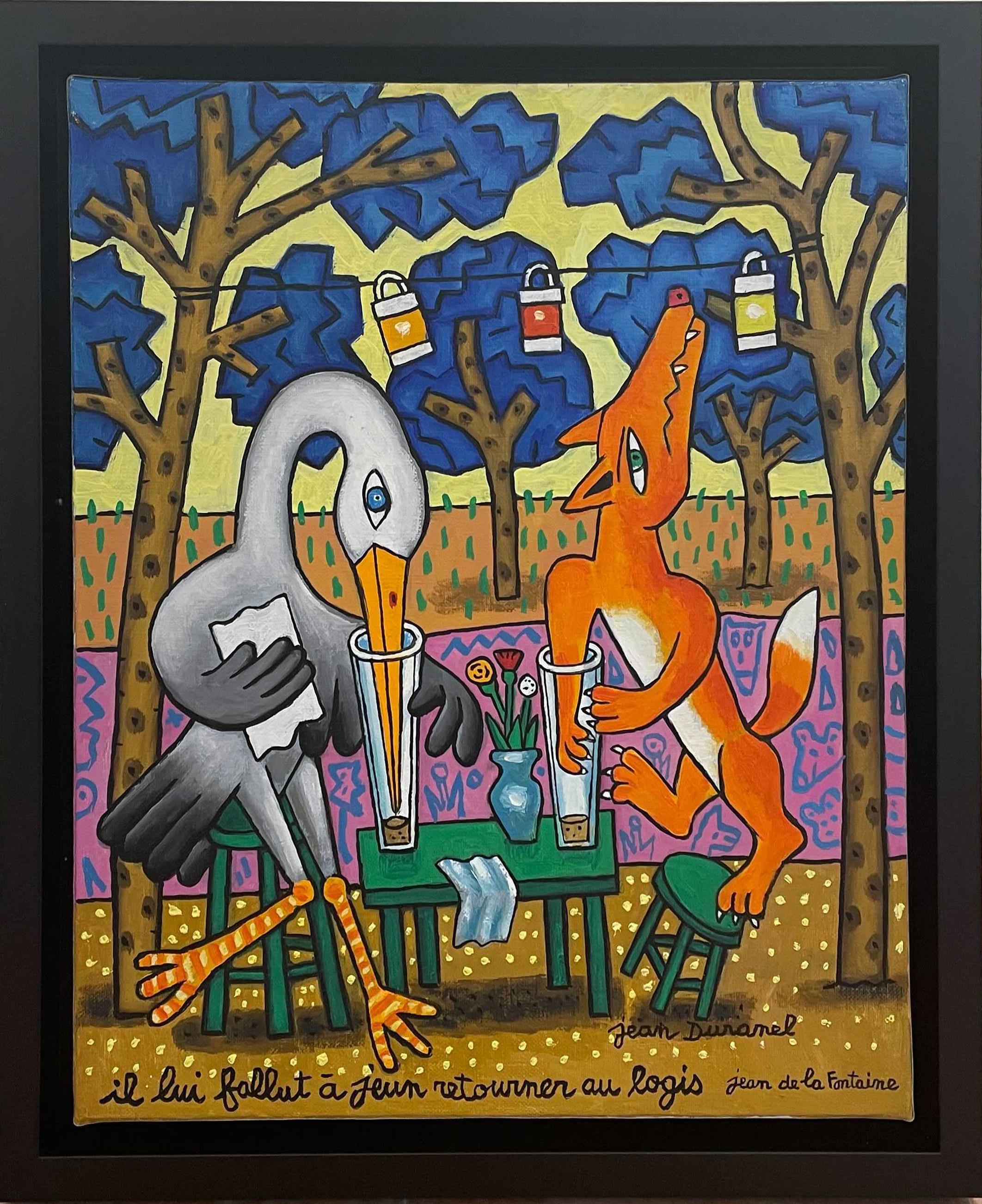 La cigogne et le renard  - Painting de Jean Duranel