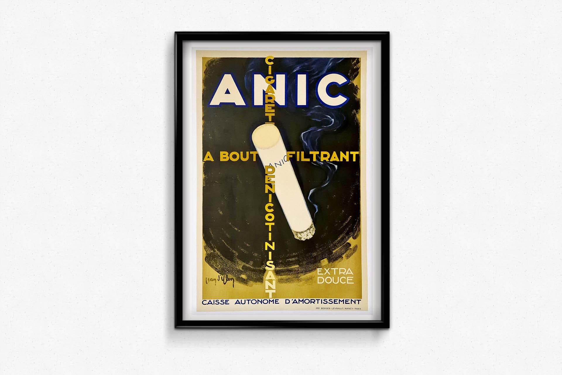 Schönes Art-Deco-Werbeplakat von Jean d'Ylen für die Zigarette Anic im Angebot 1