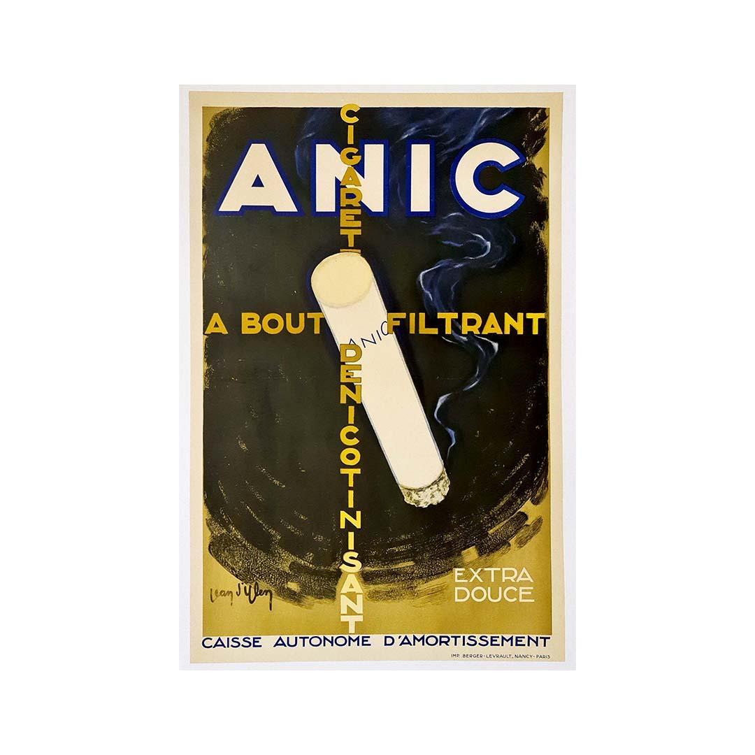 Bellissimo manifesto pubblicitario art déco di Jean d'Ylen per la sigaretta Anic - Print di Jean D'Ylen