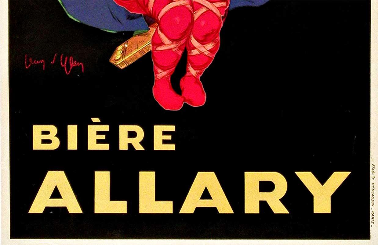 Manifesto pubblicitario originale di Bier Allary, antica birra francese - Print Art Déco di Jean D'Ylen
