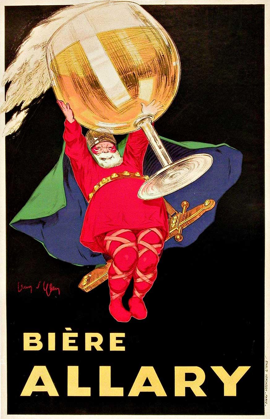 Manifesto pubblicitario originale di Bier Allary, antica birra francese