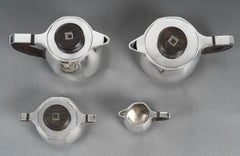 Jean E Puiforcat 4-Piece Solid Silver Art Deco Tea and Coffee Set