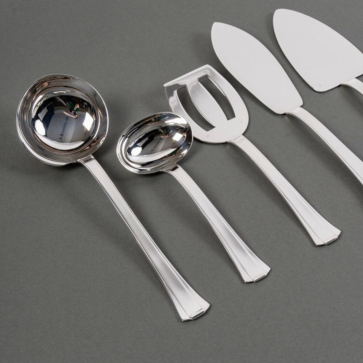 Jean E. Puiforcat Art Deco Cutlery Flatware Set Dinard Sterling Silver 147 Pces 7