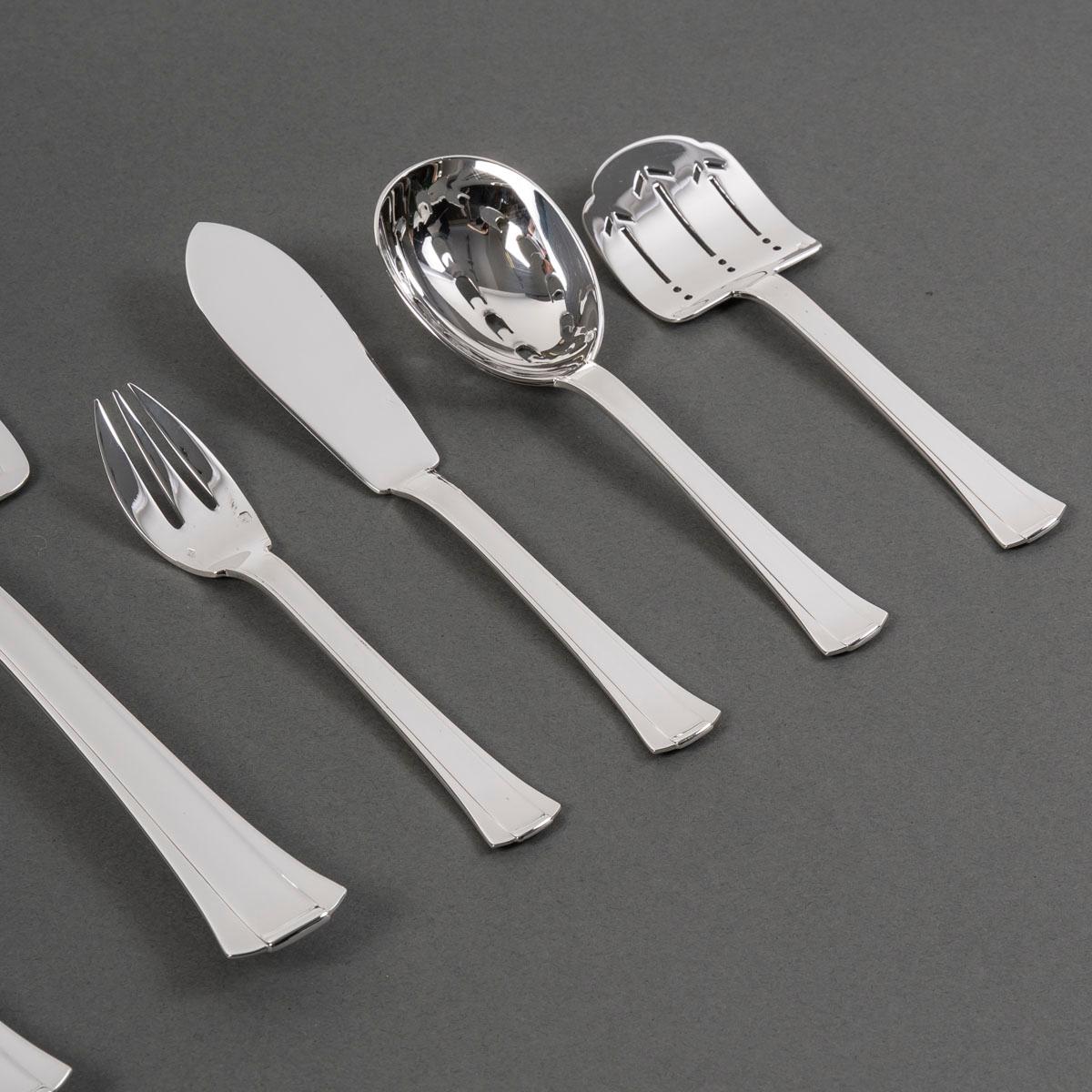 Jean E. Puiforcat Art Deco Cutlery Flatware Set Dinard Sterling Silver 147 Pces 9