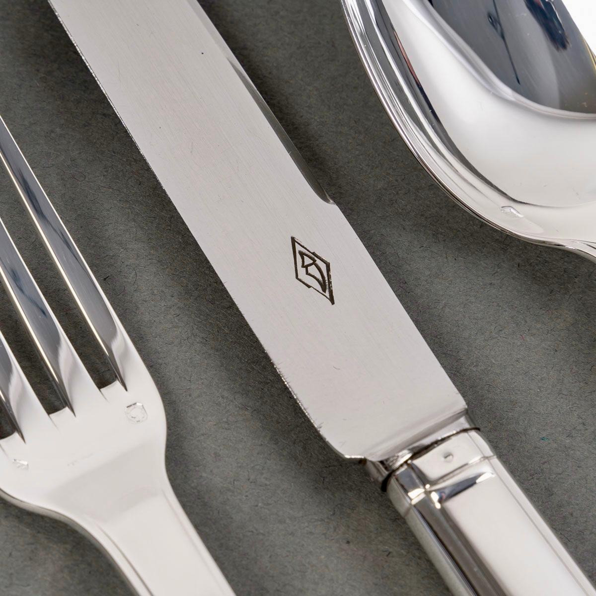Jean E. Puiforcat Art Deco Cutlery Flatware Set Dinard Sterling Silver 147 Pces 1