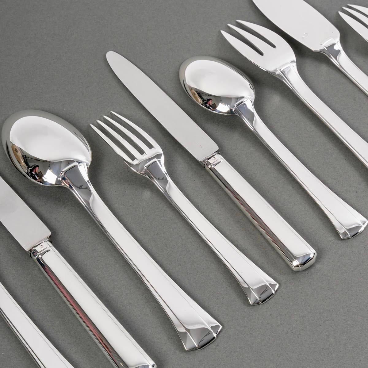 Jean E. Puiforcat Art Deco Cutlery Flatware Set Dinard Sterling Silver 147 Pces 3