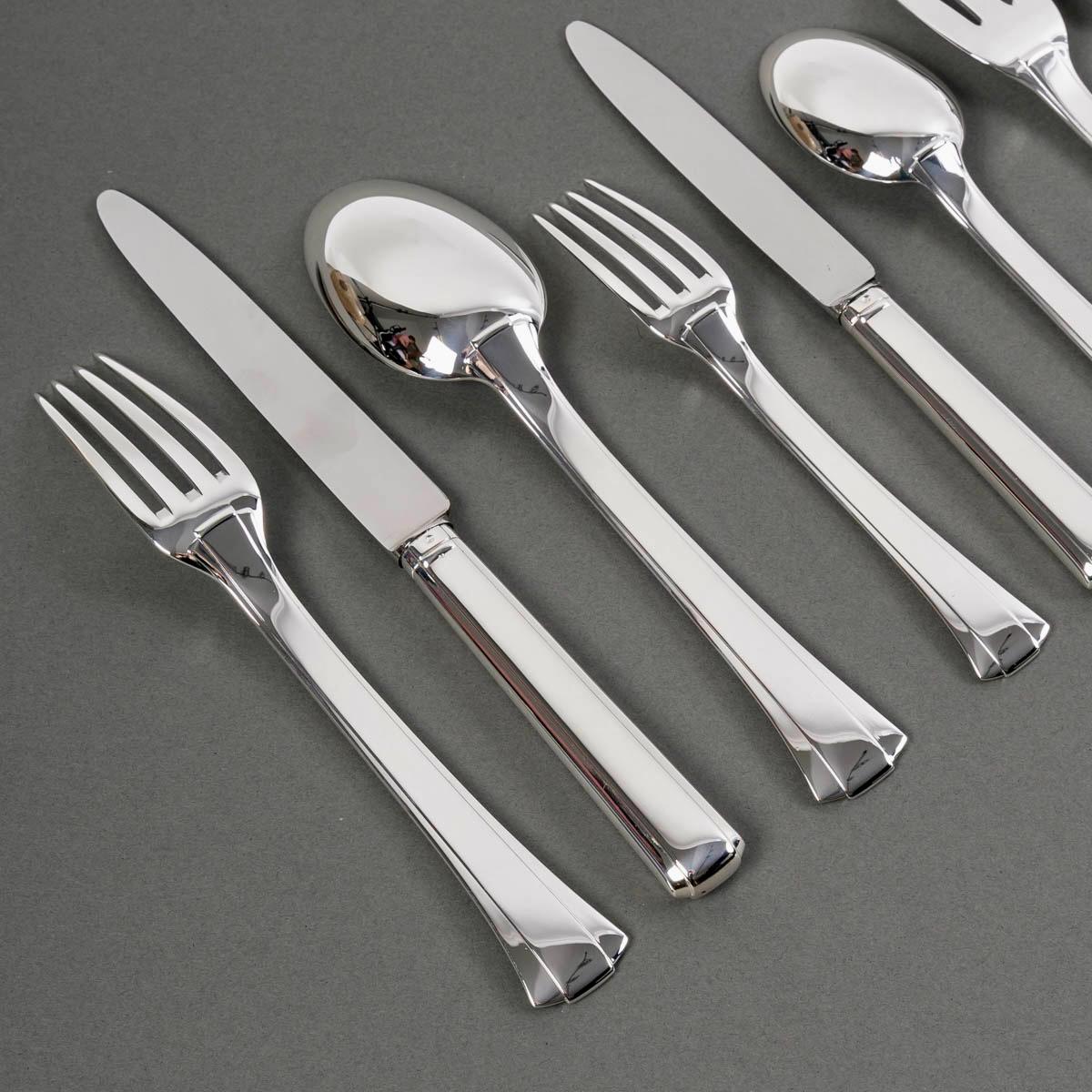 Jean E. Puiforcat Art Deco Cutlery Flatware Set Dinard Sterling Silver 147 Pces 4