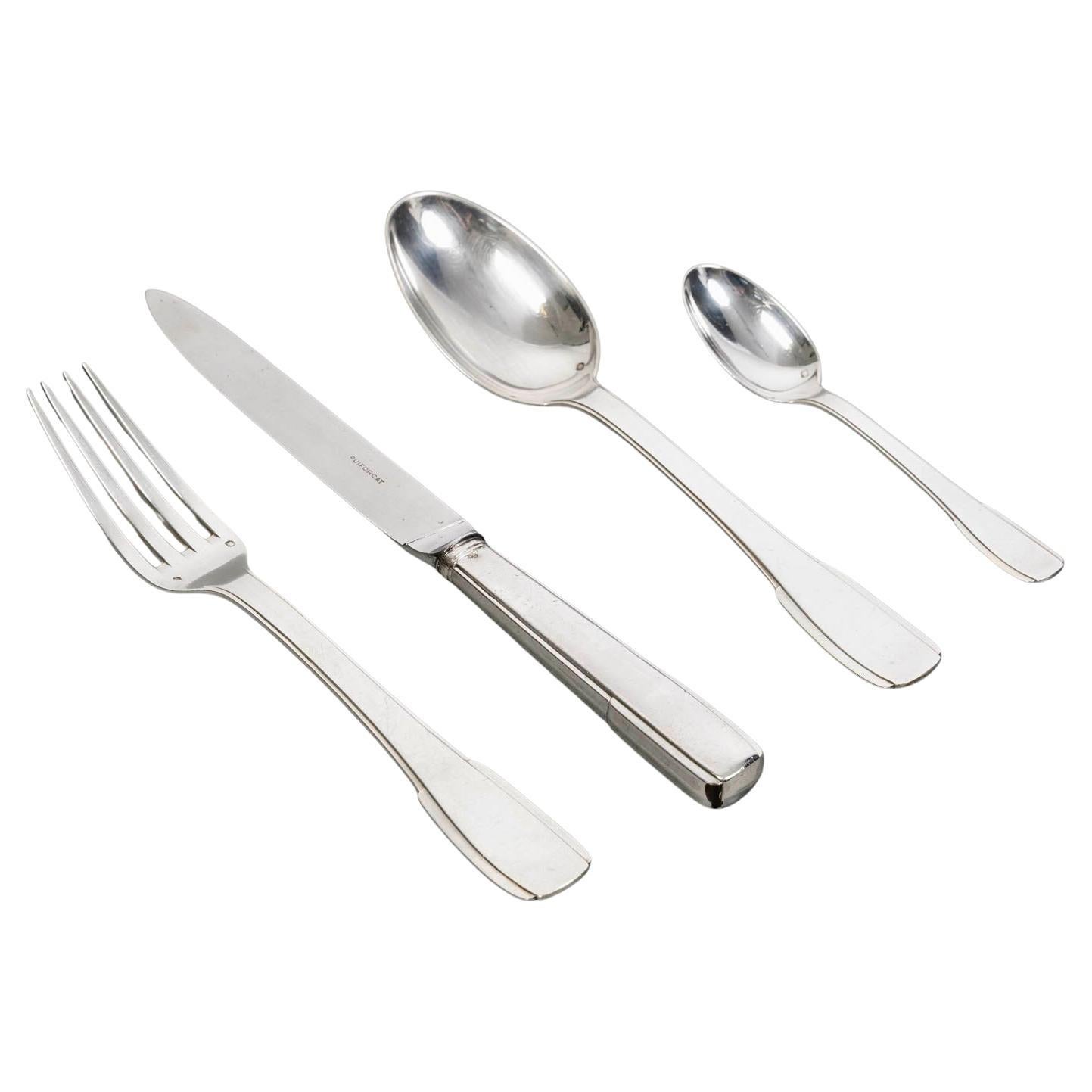 Jean E. Puiforcat Art Deco Besteck Set Menton Sterling Silber 48 Pieces