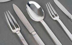 Jean E Puiforcat Cutlery Flatware Set Art Deco Antibes Sterling Silver