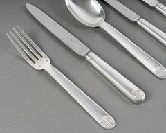 Ensemble de couverts Art Déco Normandie Royan en argent sterling Jean E Puiforcat