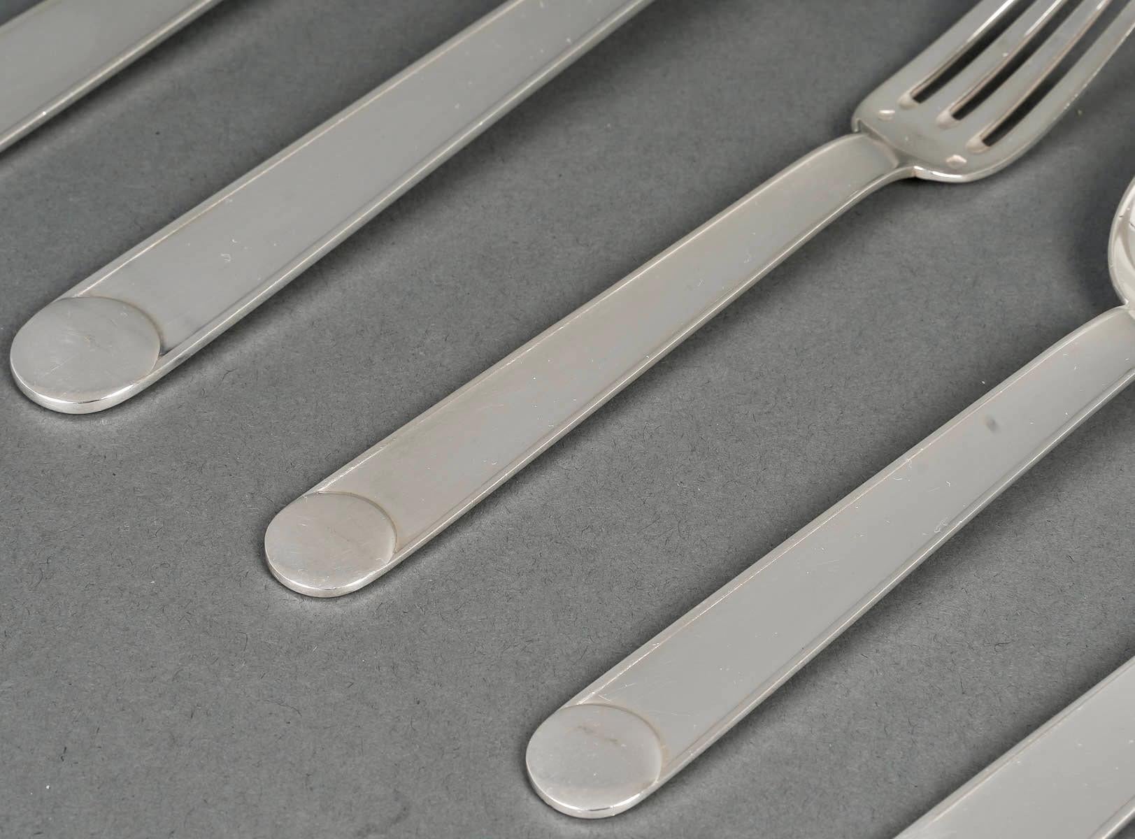 French Jean E Puiforcat Cutlery Flatware Set Art Deco Normandie Royan Sterling Silver