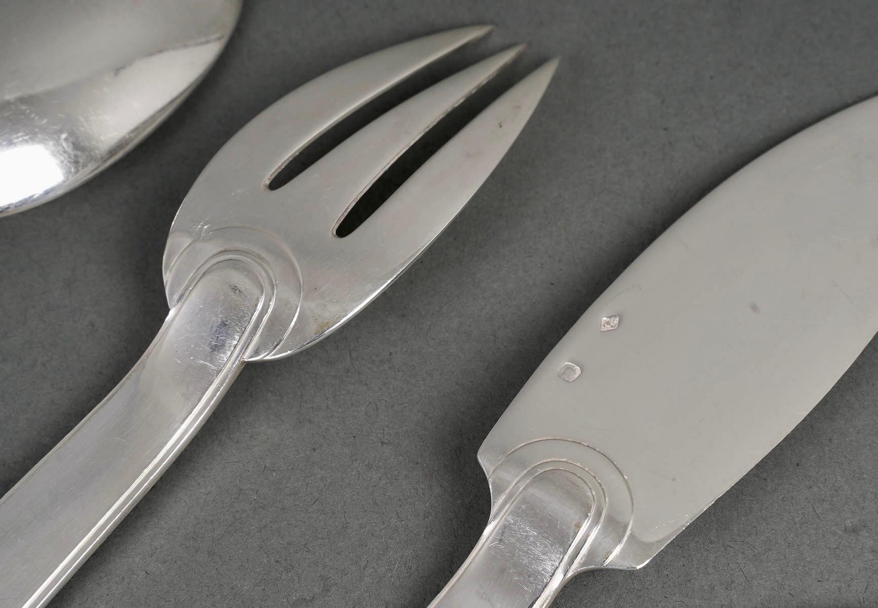Jean E Puiforcat Cutlery Flatware Set Art Deco Normandie Royan Sterling Silver 3