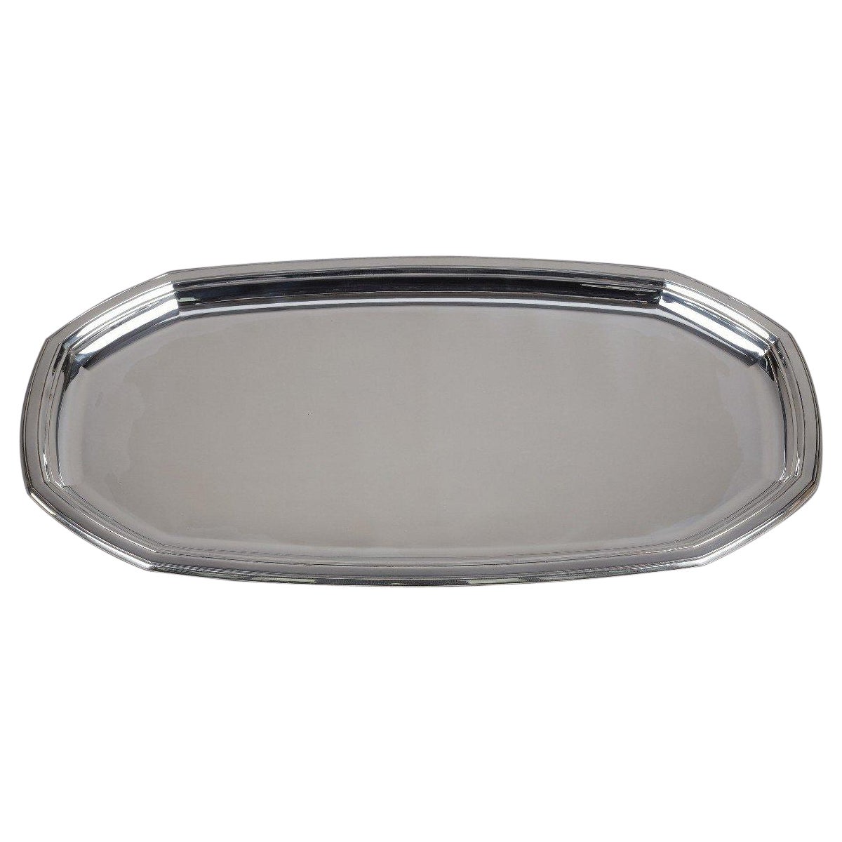 Jean e. Puiforcat - grand plat de présentation Art déco en argent massif