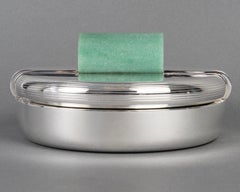 Jean E. Puiforcat – Modernistische Art-déco-Schatulle als Tischdekoration aus Sterlingsilber mit Jadeit