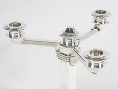 Jean E. Puiforcat - Pareja de candelabros modernistas art déco de plata de ley