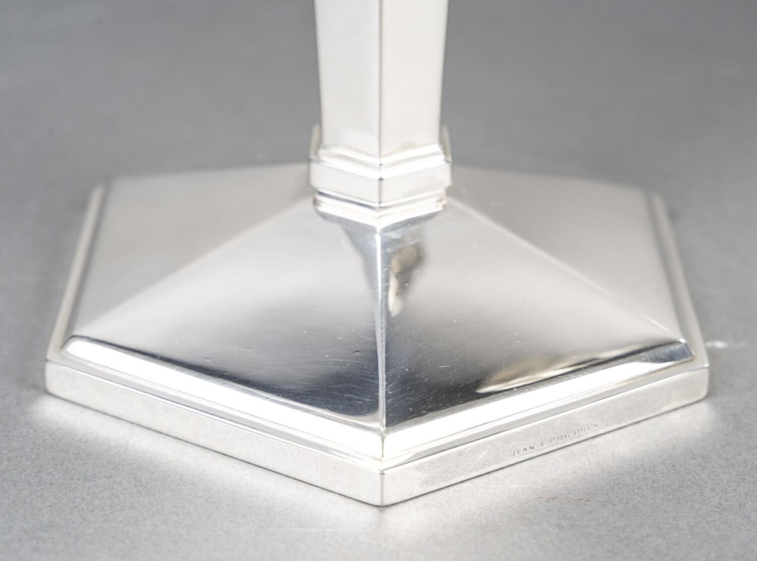 JEAN E. PUIFORCAT - Coppia di candelabri in argento massiccio periodo ARTDECO circa 1930 in vendita 14