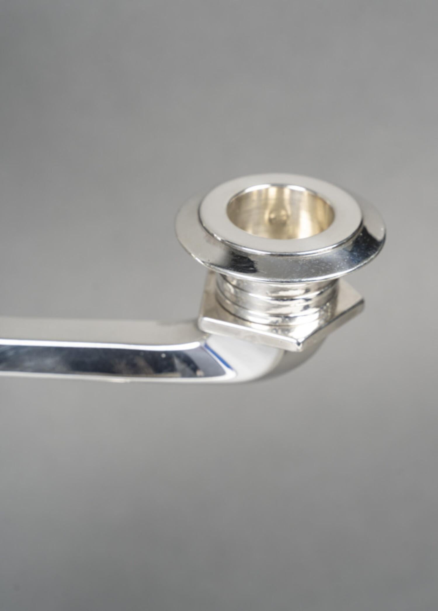 JEAN E. PUIFORCAT - Coppia di candelabri in argento massiccio periodo ARTDECO circa 1930 in vendita 4