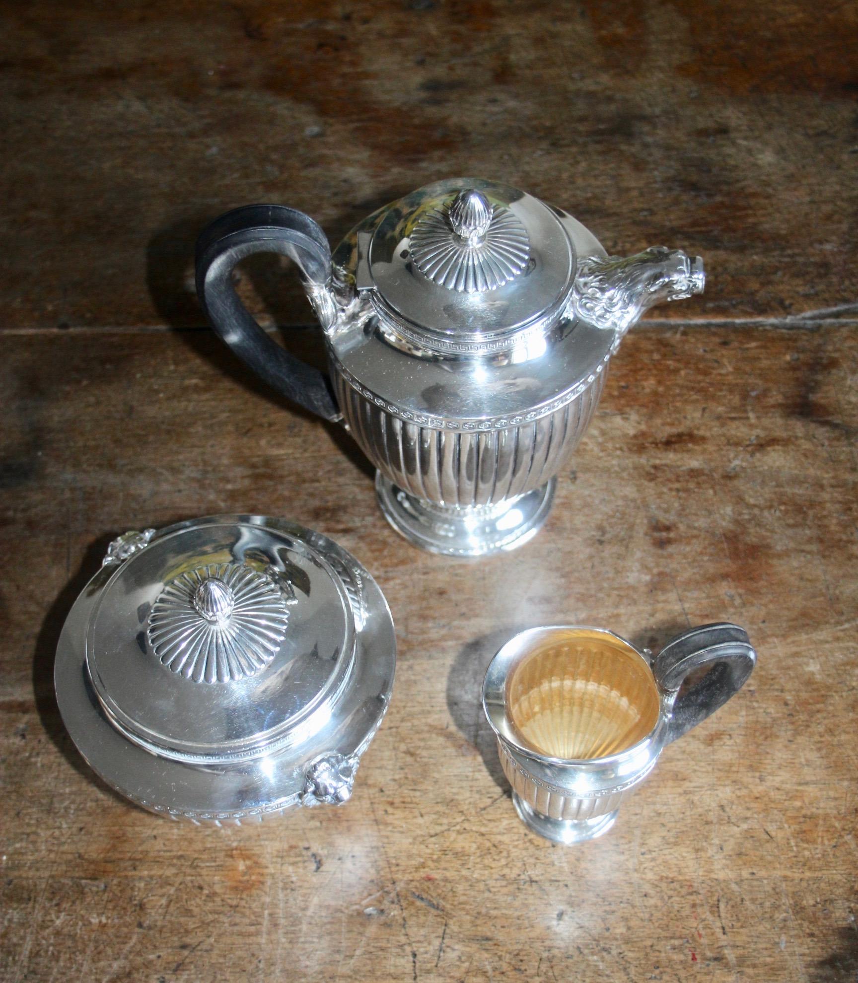 French Jean E. Puiforcat Silver Timeless Set for Tea and Coffee in Neoclassical Form